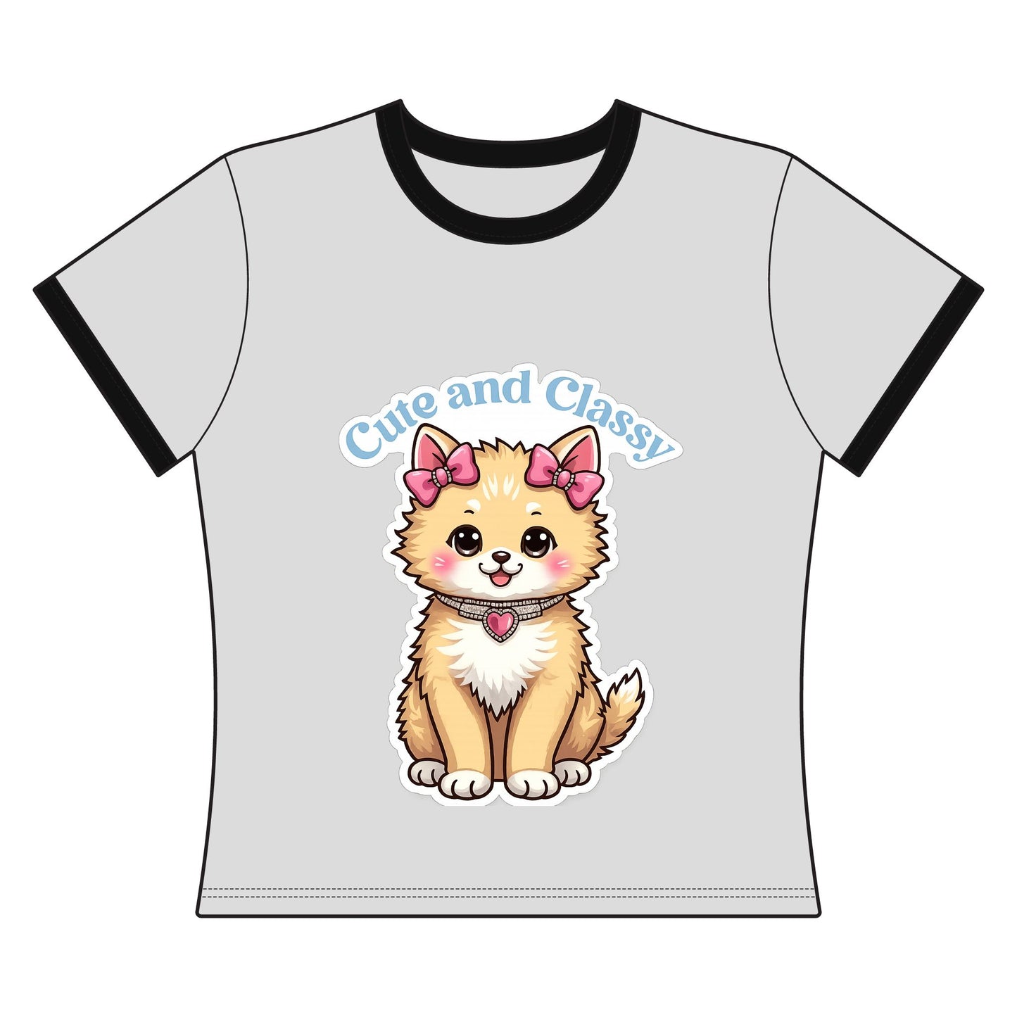 Cute and Classy Pomeranian Ringer Tee — Women's Dog Lover Graphic Shirt