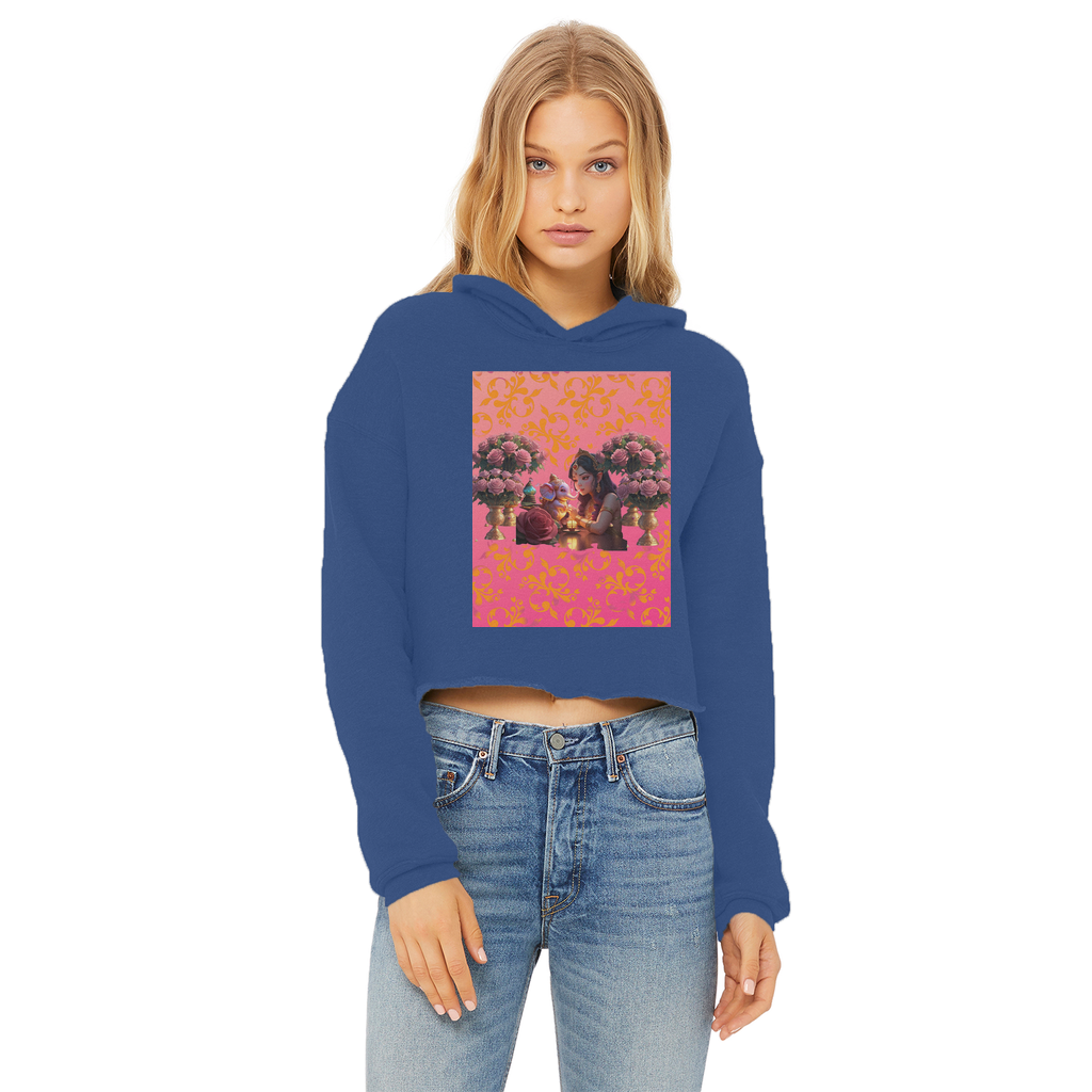 Best Friend Ladies Cropped Raw Edge Hoodie