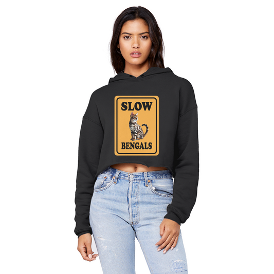 slow bengals Cropped Raw Edge Boyfriend Hoodie