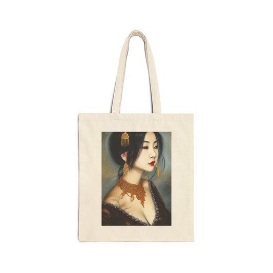 Eve  Portrait Art Tote Bag – Elegant Geisha-Inspired Canvas Tote