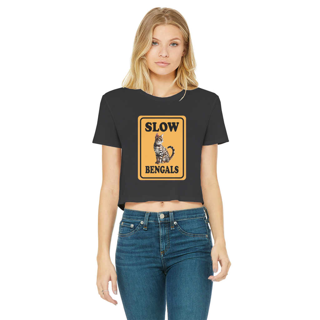 slow bengals Classic Women's Cropped Raw Edge T-Shirt