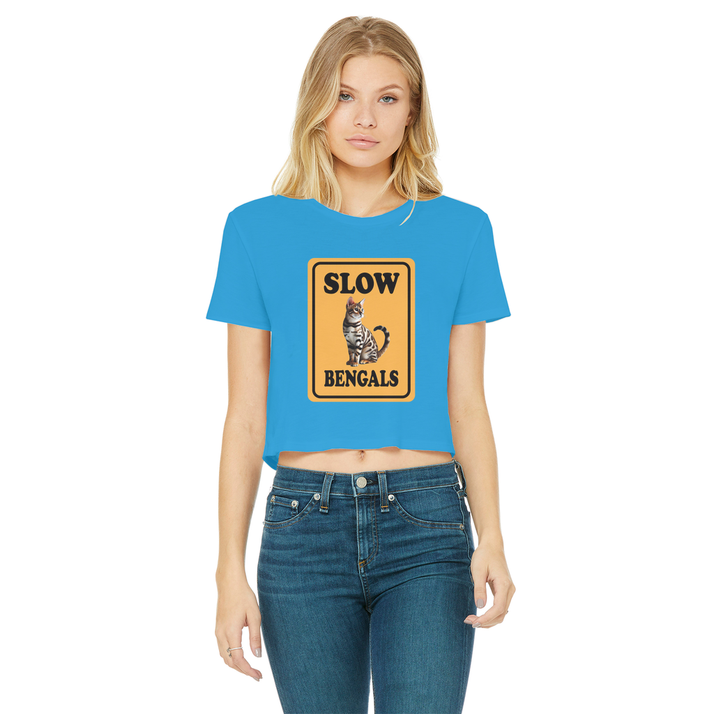 slow bengals Classic Women's Cropped Raw Edge T-Shirt