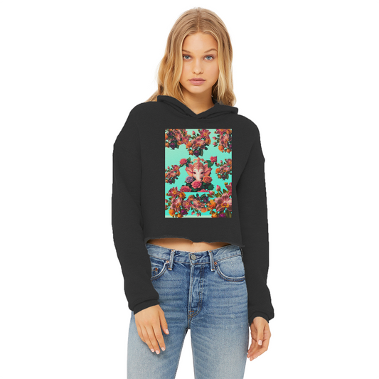 Harmonious Ladies Cropped Raw Edge Hoodie