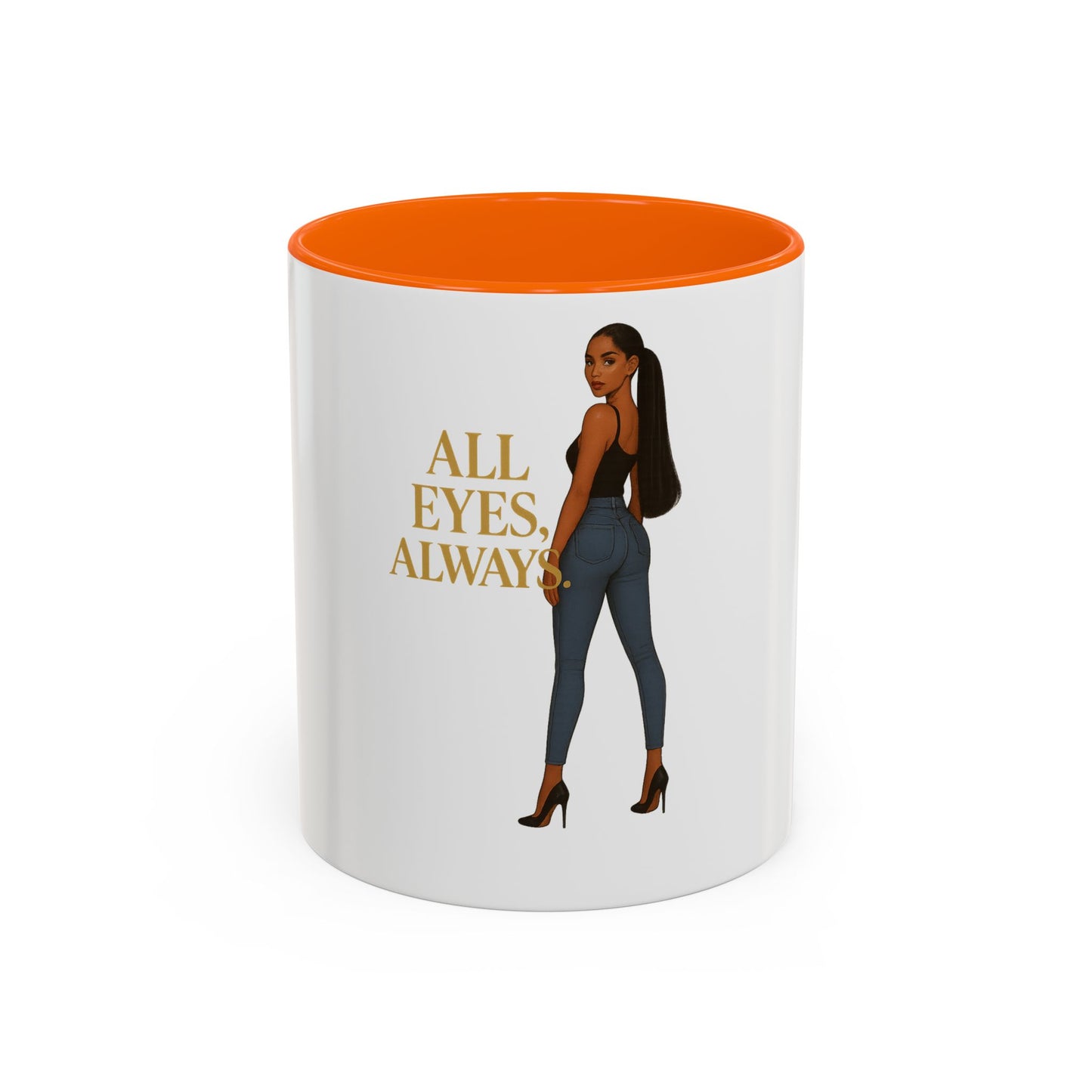 Chic Accent Coffee Mug, Eye-Catching Mug for Coffee Lovers, Perfect Gift for Her, Stylish Drinkware, All Eyes Always Design