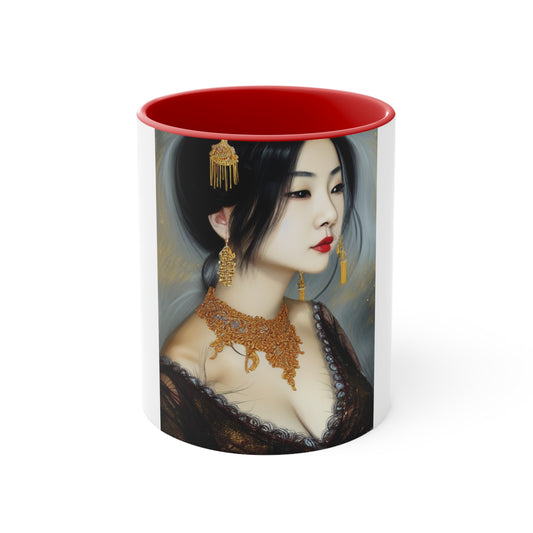 Eve Portrait Ceramic Coffee Cup with Pink Interior