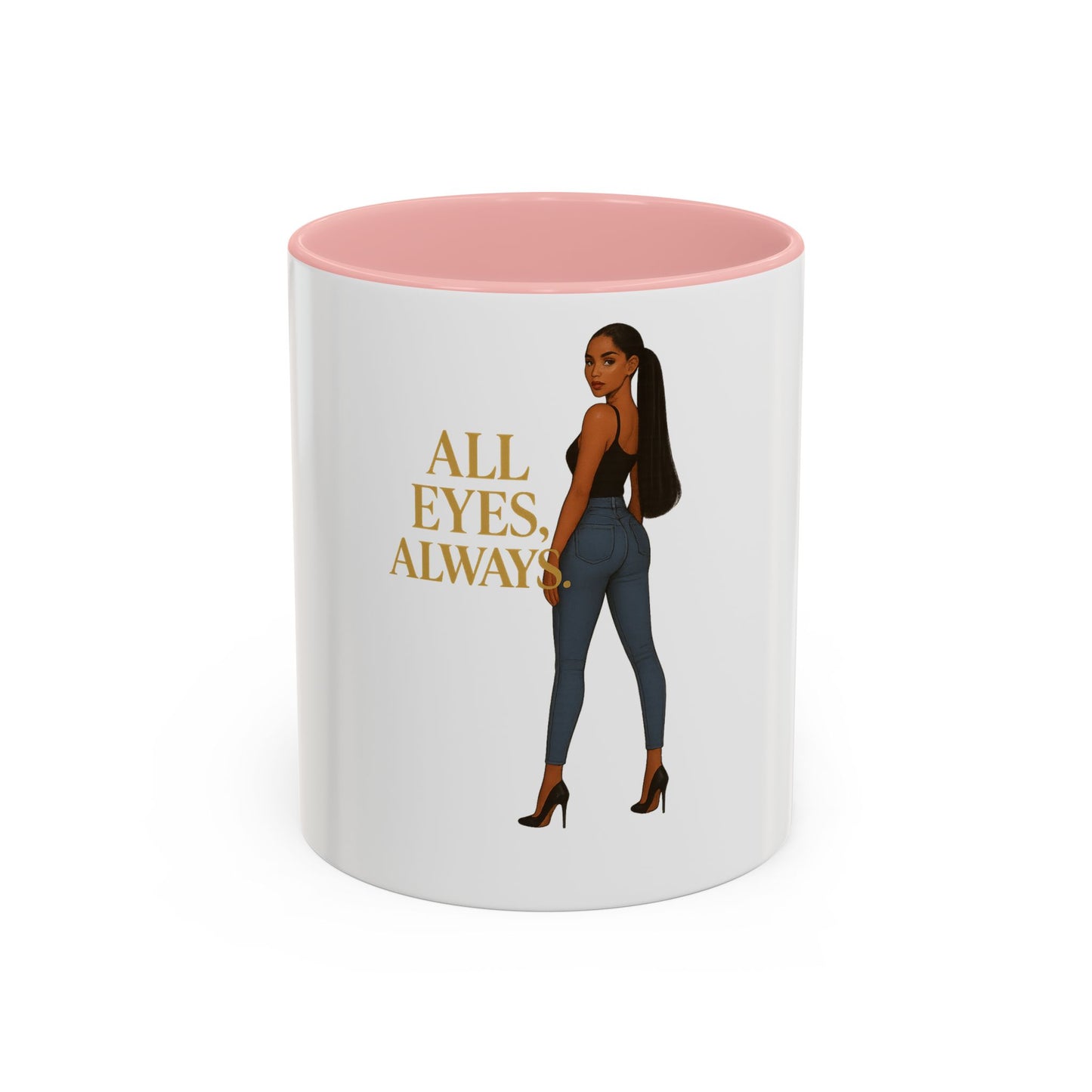 Chic Accent Coffee Mug, Eye-Catching Mug for Coffee Lovers, Perfect Gift for Her, Stylish Drinkware, All Eyes Always Design