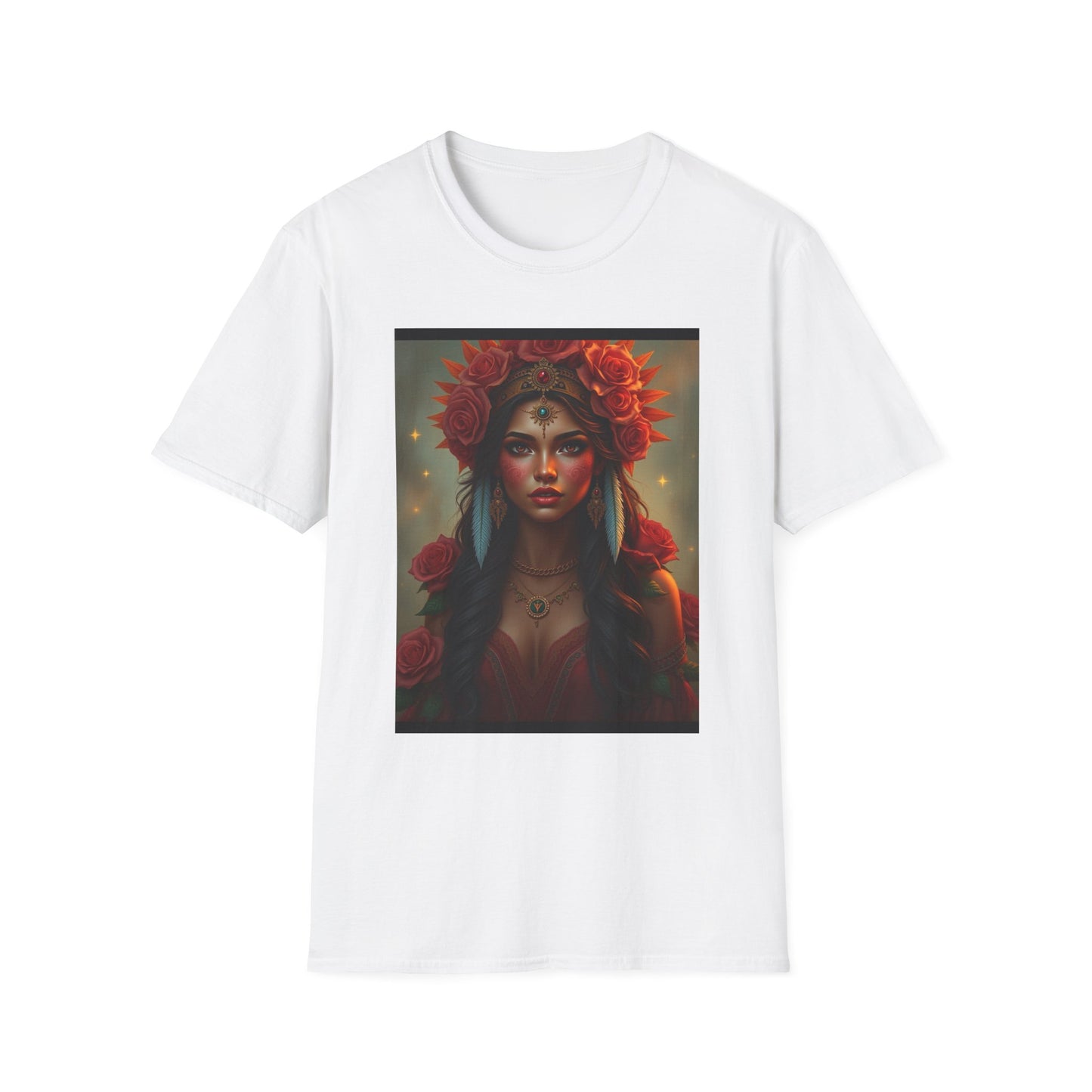Goddess of Roses Portrait T-Shirt — Floral Mystic Art Tee