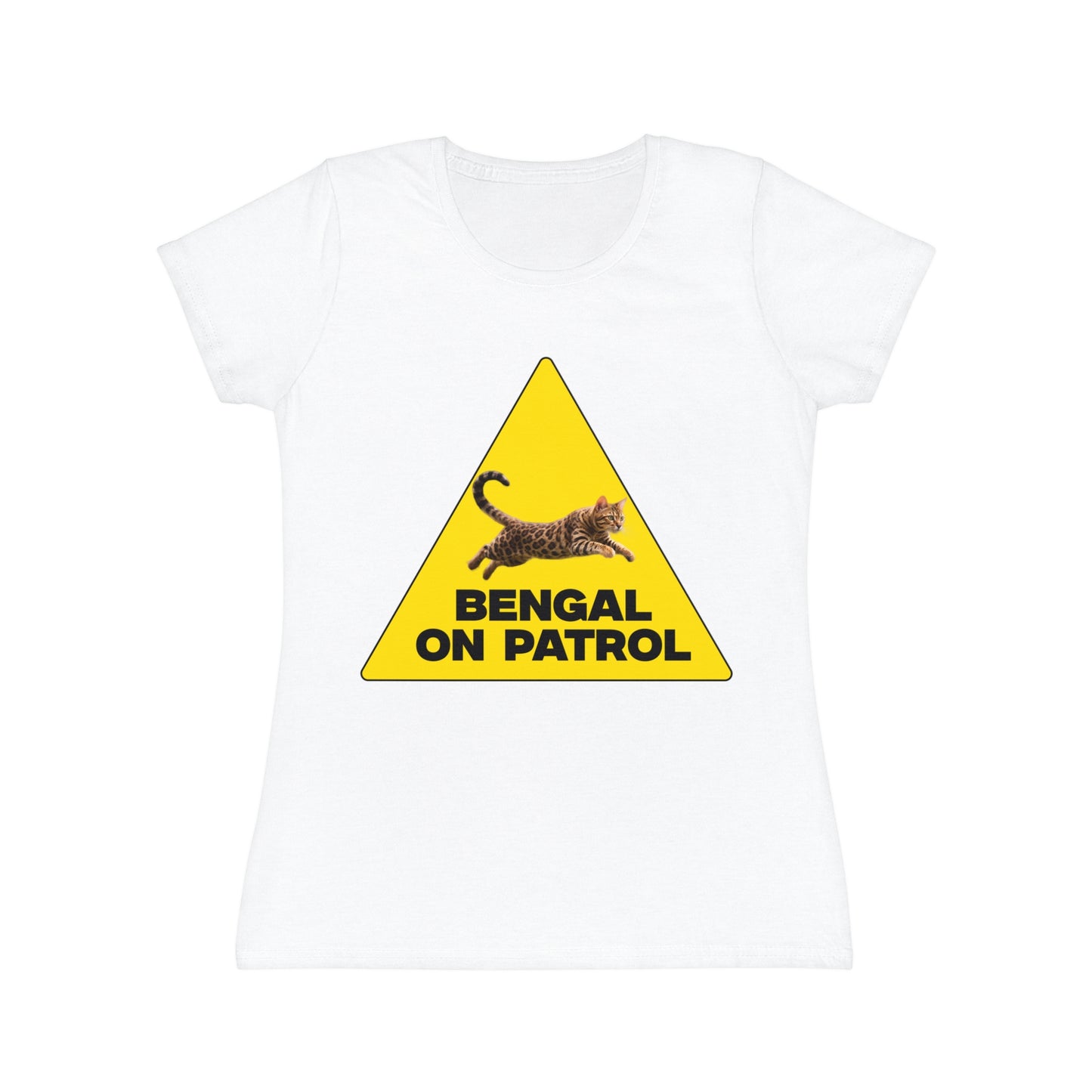 Bengal On Patrol Women's T-Shirt — Cute Warning Sign Cat Tee