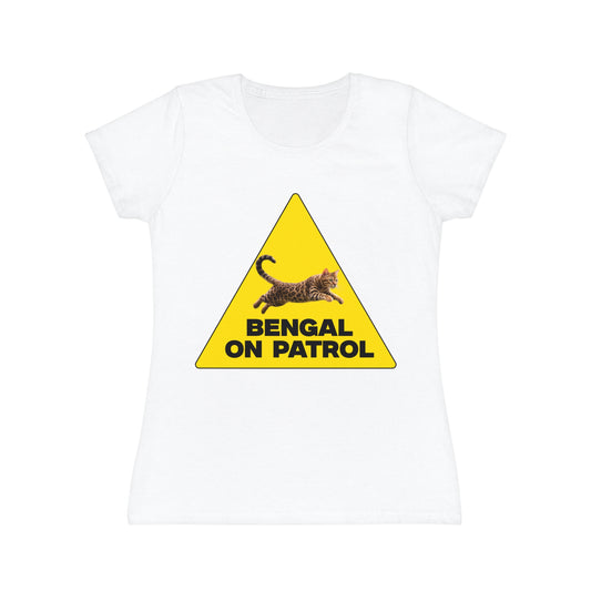 Bengal On Patrol Women's T-Shirt — Cute Warning Sign Cat Tee