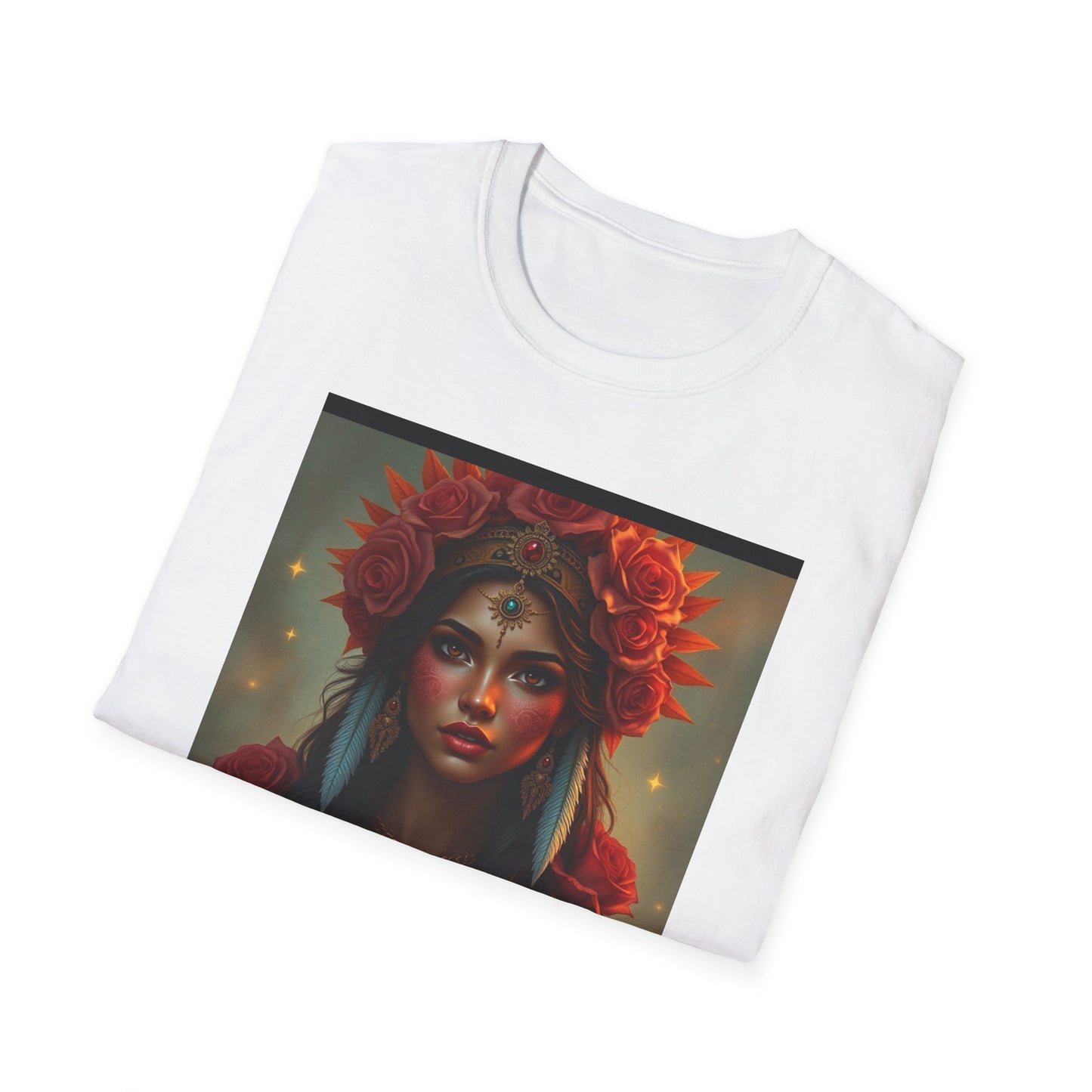 Goddess of Roses Portrait T-Shirt — Floral Mystic Art Tee