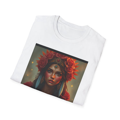 Goddess of Roses Portrait T-Shirt — Floral Mystic Art Tee