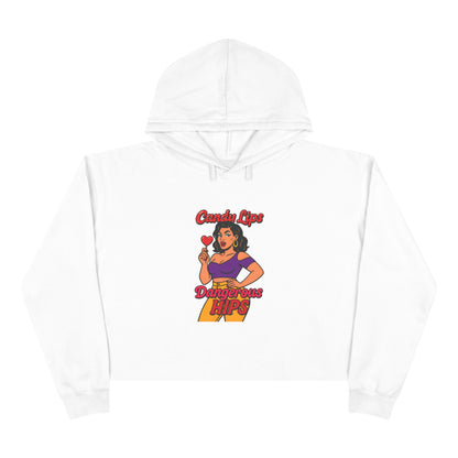 Retro Candy Lips Crop Hoodie, Trendy Streetwear, Gift for Her, Cool Summer Fashion, 90s Vibes, Relaxed Weekend Wear