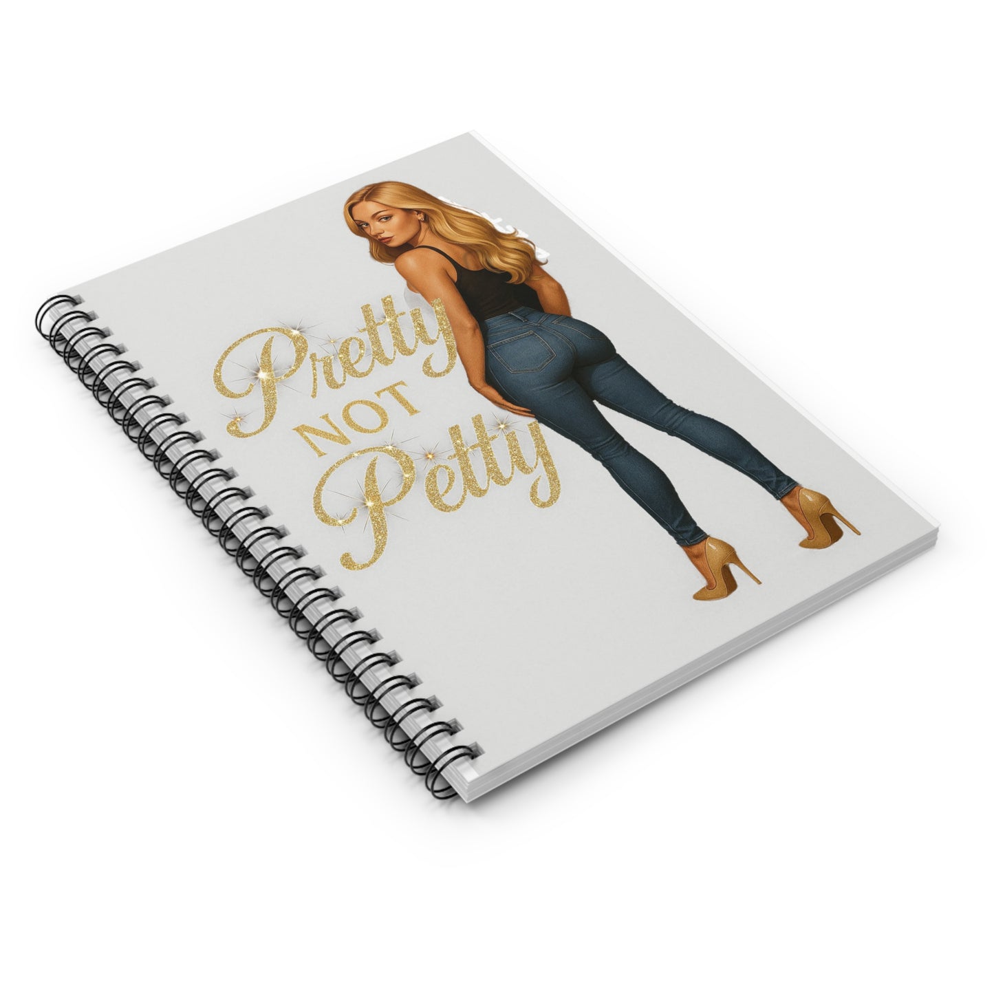 Spiral Notebook - Pretty Not Petty, Inspirational Journal, School Supplies, Gift for Students, Trendy Stationery, Cute Notepad