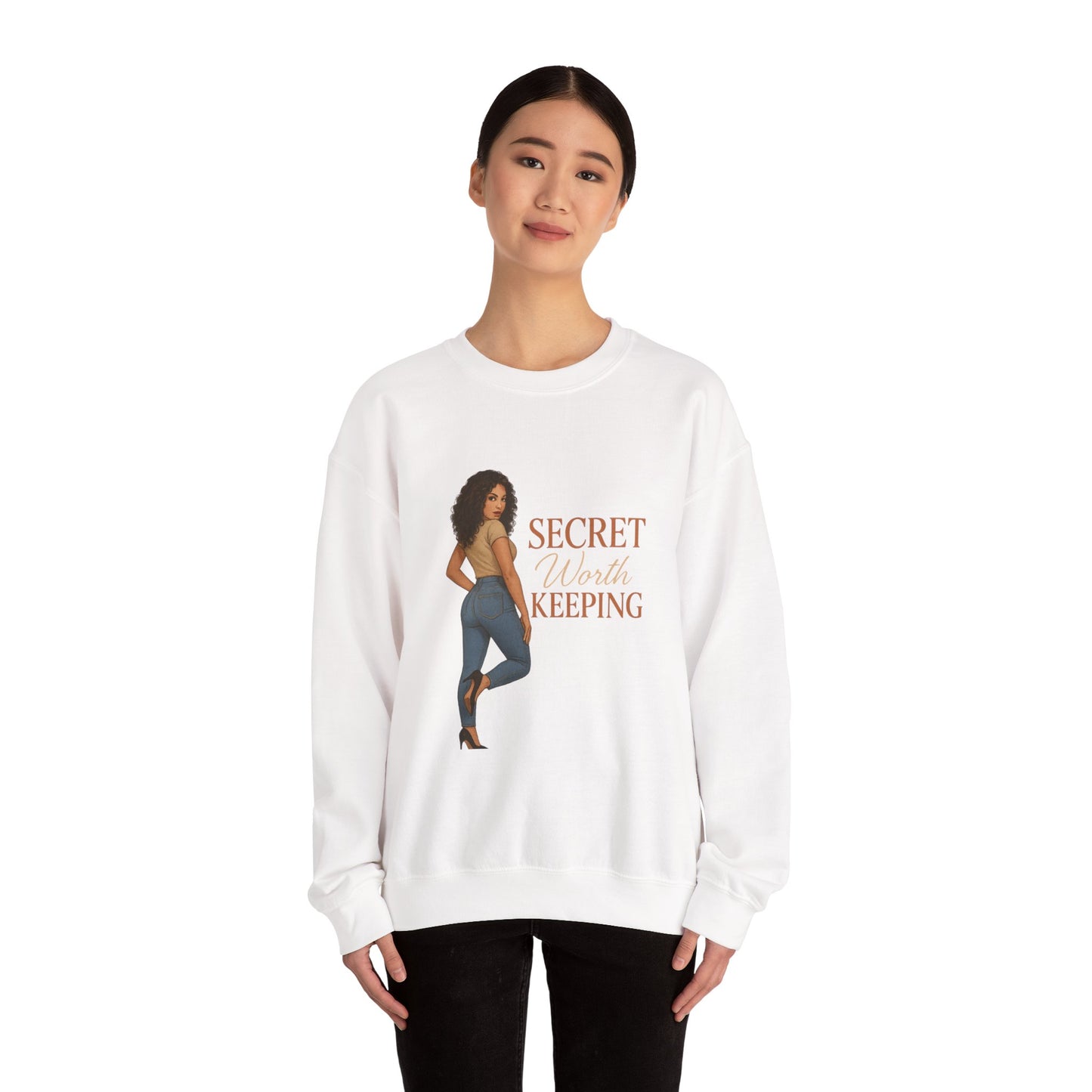 Secret Worth Keeping Crewneck Sweatshirt for Confident Women, Cozy Gift for Her, Stylish Casual Wear, Perfect for Gifting