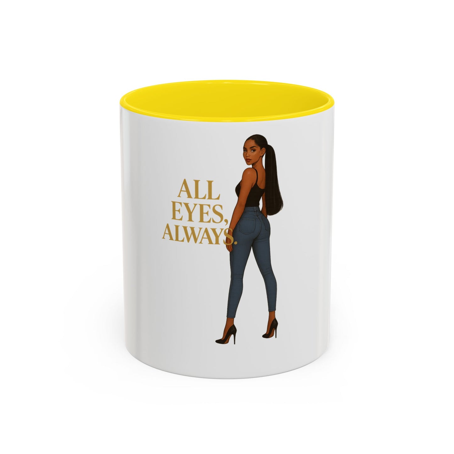 Chic Accent Coffee Mug, Eye-Catching Mug for Coffee Lovers, Perfect Gift for Her, Stylish Drinkware, All Eyes Always Design
