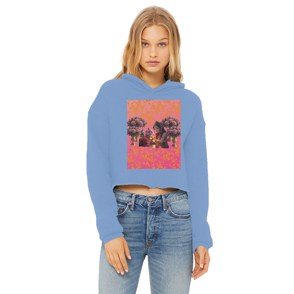 Best Friend Ladies Cropped Raw Edge Hoodie