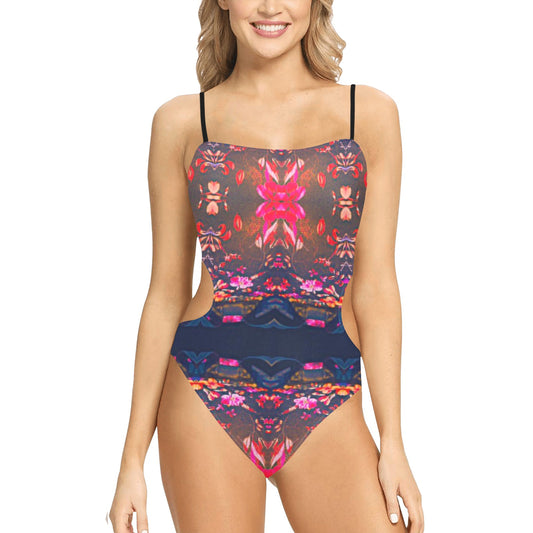 Tribal Women's Spaghetti Strap Cut Out Sides Swimsuit