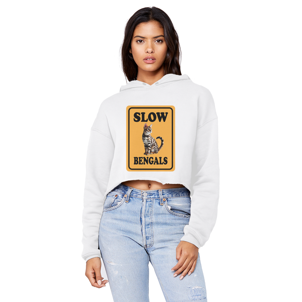 slow bengals Cropped Raw Edge Boyfriend Hoodie