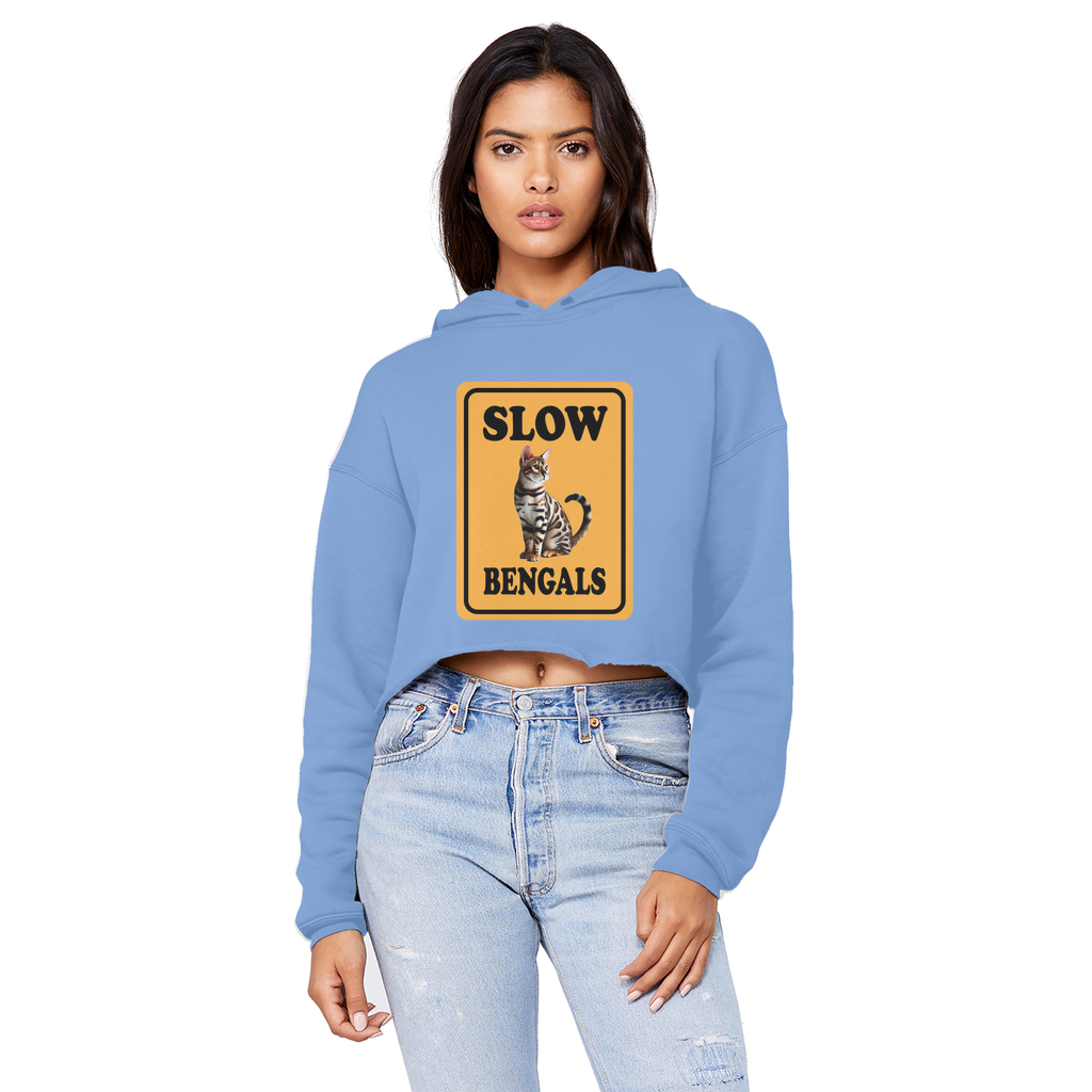 slow bengals Cropped Raw Edge Boyfriend Hoodie