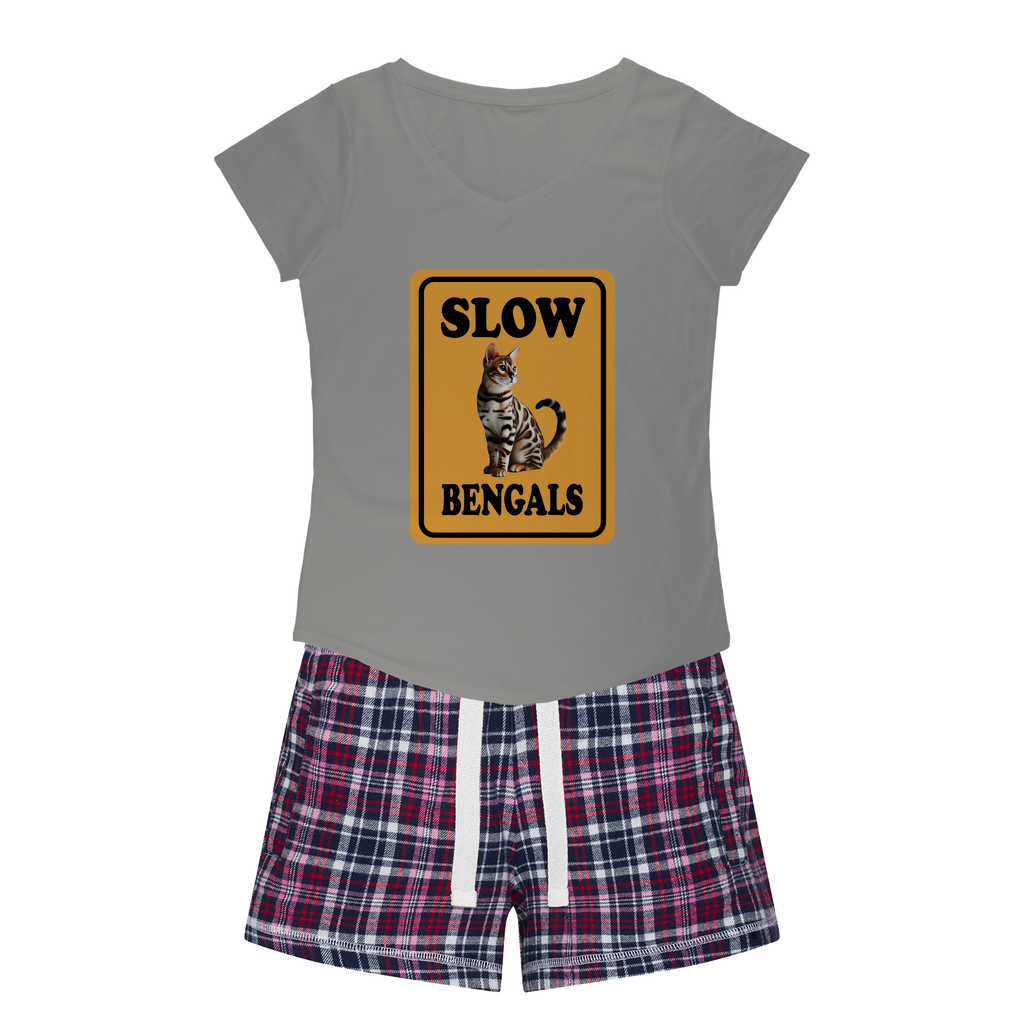 slow bengals Women's Sleepy Tee and Flannel Short