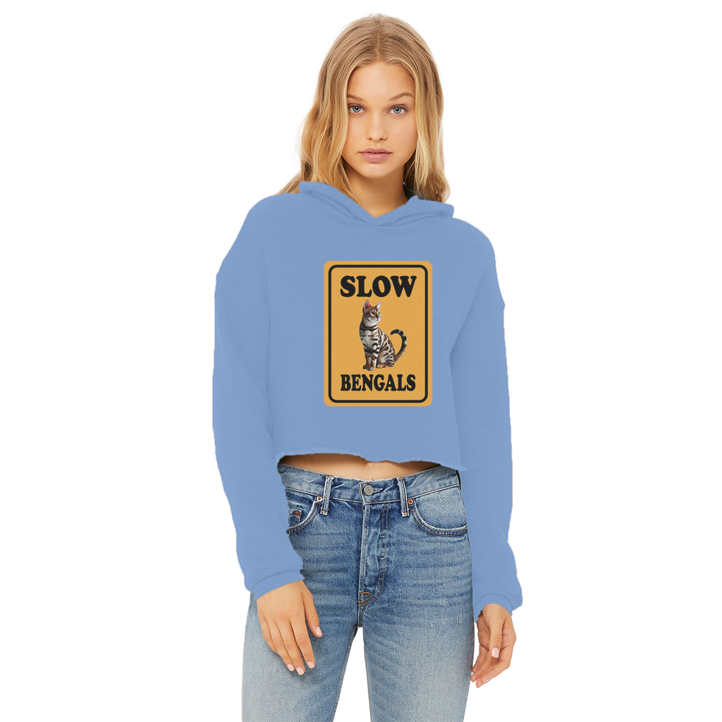 slow bengals Ladies Cropped Raw Edge Hoodie