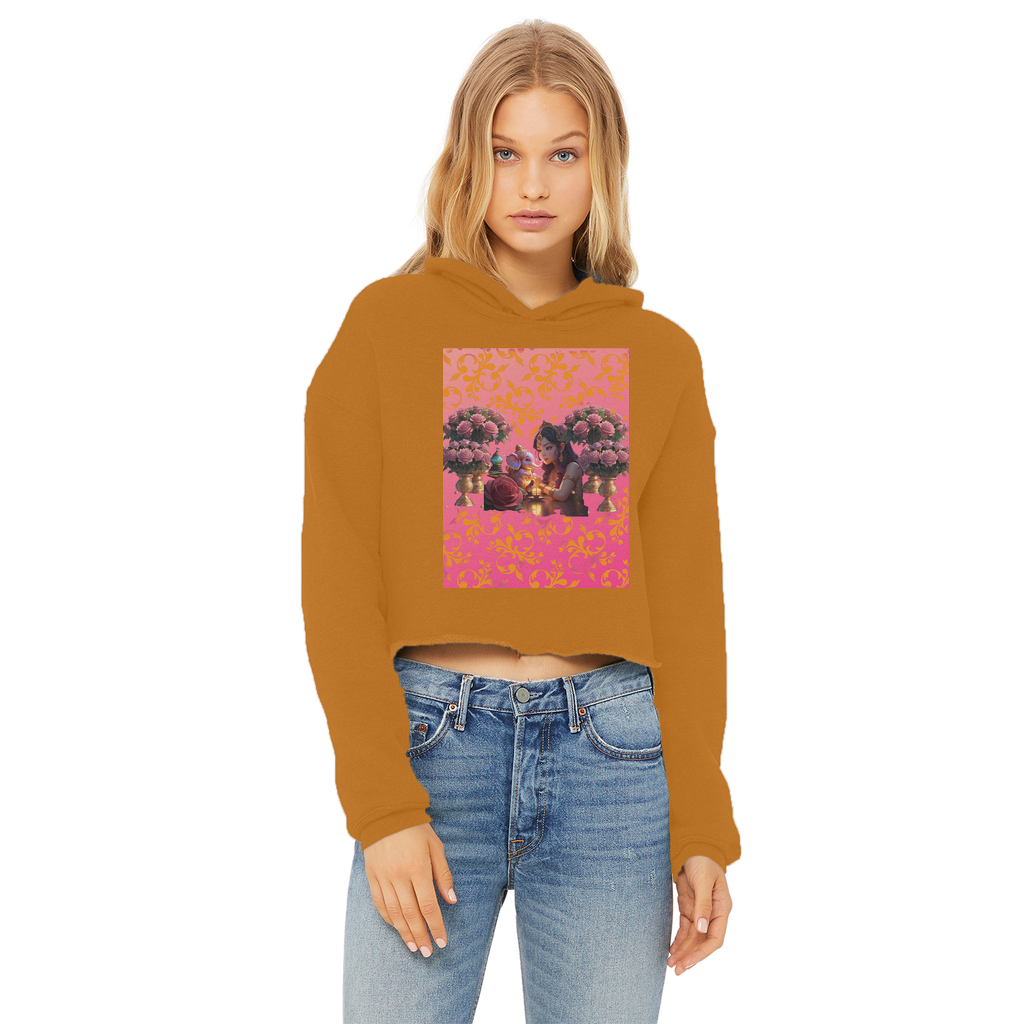 Best Friend Ladies Cropped Raw Edge Hoodie