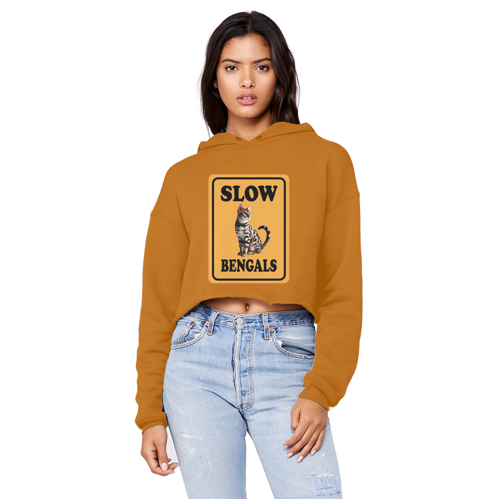 slow bengals Cropped Raw Edge Boyfriend Hoodie