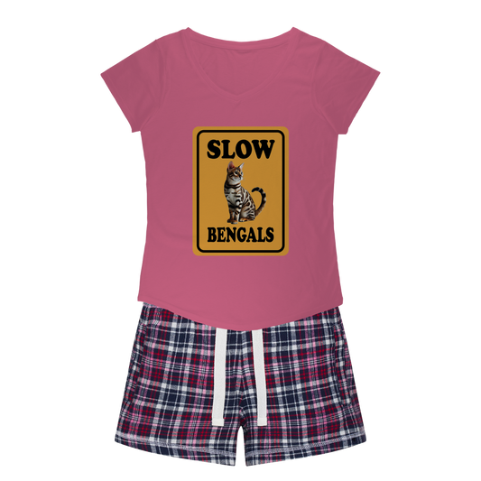 slow bengals Women's Sleepy Tee and Flannel Short