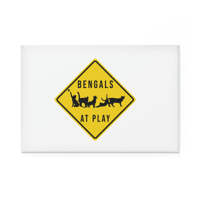 Bengals At Play Button Magnet, Rectangle (1 & 10 pcs)