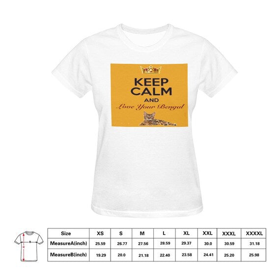 Keep Calm and Love Your Bengal Women's All Over Print T-shirt (USA Size) (T40)