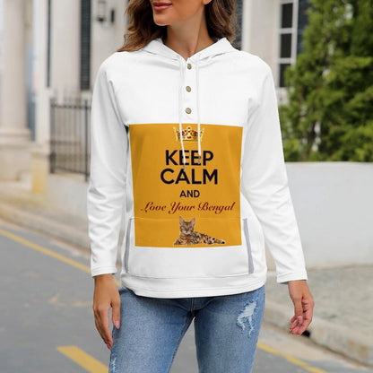 Keep Calm and Love Your Bengal Women's Button Hooded Sweater