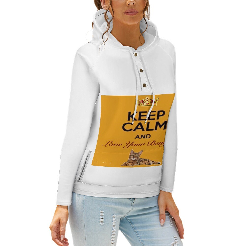 Keep Calm and Love Your Bengal Women's Button Hooded Sweater