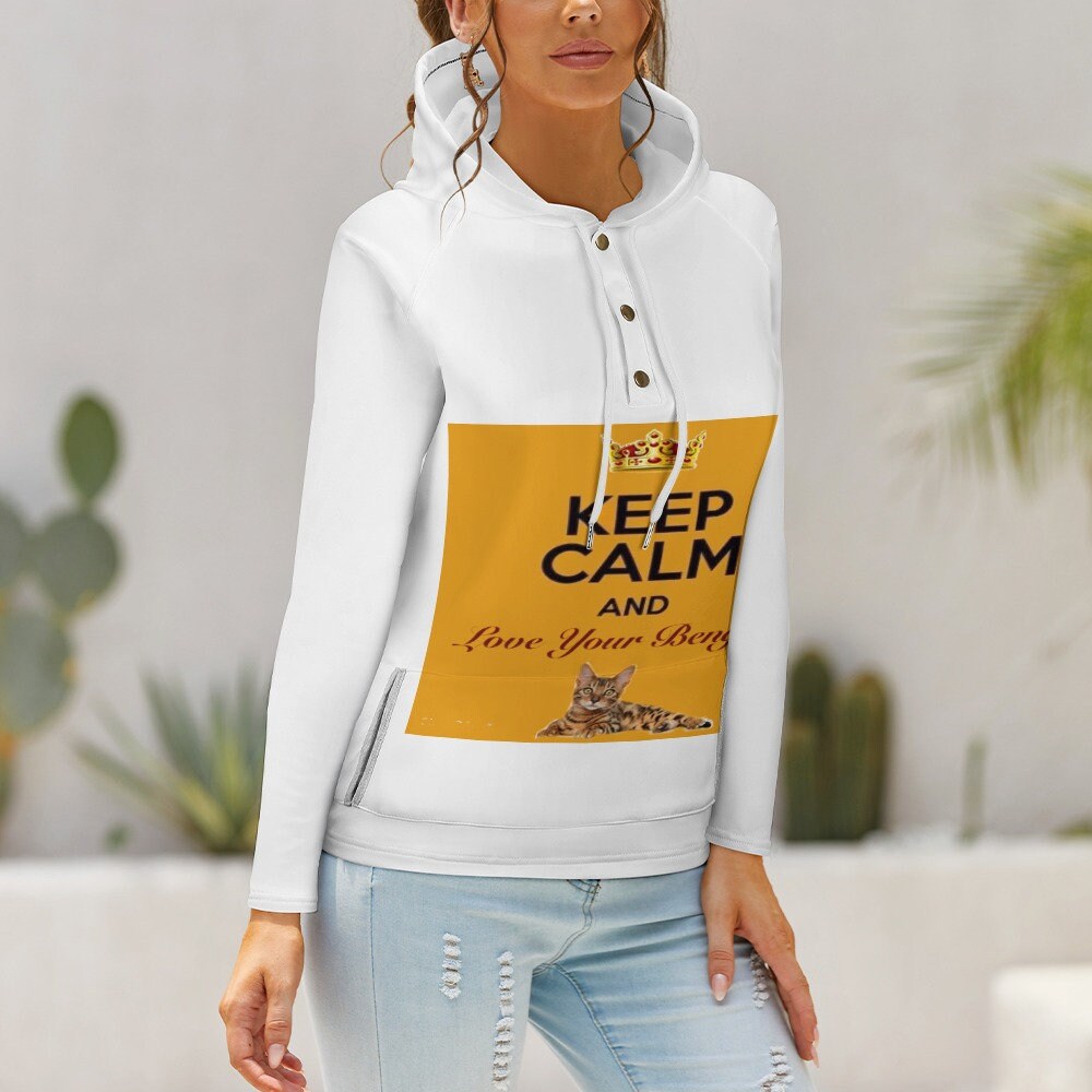 Keep Calm and Love Your Bengal Women's Button Hooded Sweater